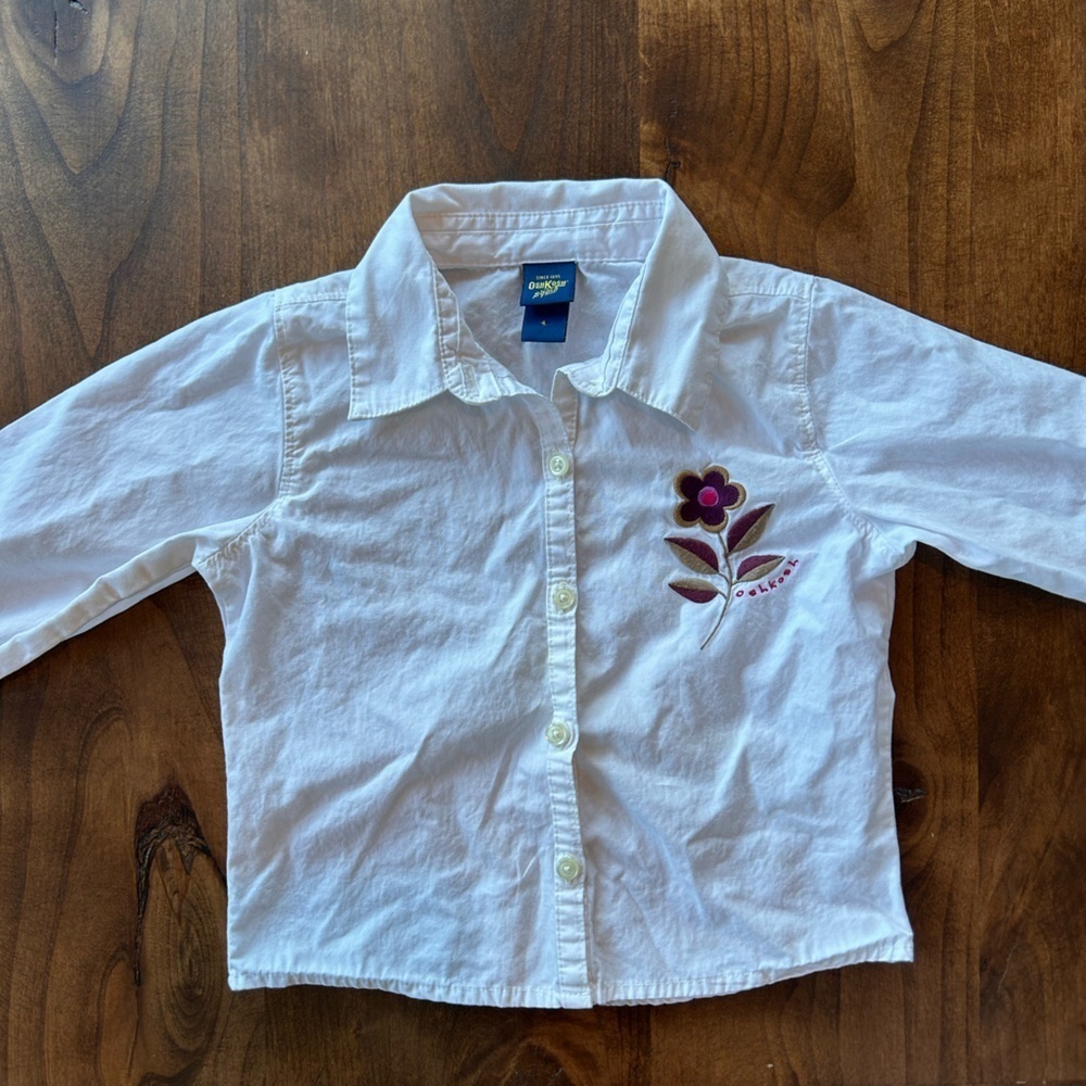 Oshkosh Kids 100% Cotton White Long Sleeve Button Up 4T - Picture 3 of 5